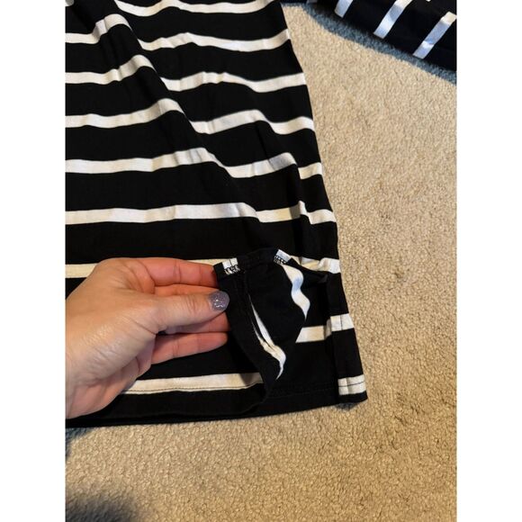 Bob Mackie 3/4 Sleeve Shirt Large Stripes Pink Flower - Picture 4 of 6